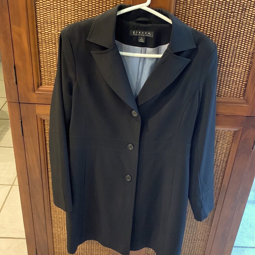 Classy coat jacket, long (35"), versatile, lined, makes a statement